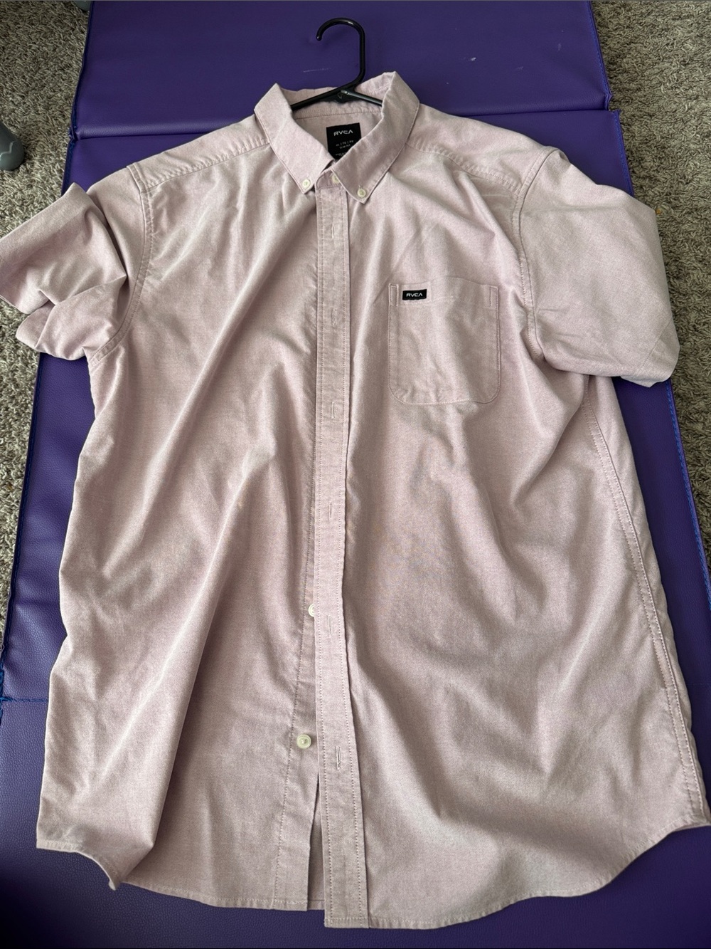 RVCA Men’s Light Pink Short-Sleeve Button-Down Shirt